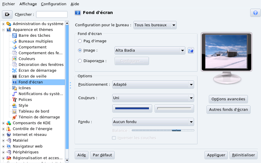 Modification du fond d'écran de KDE