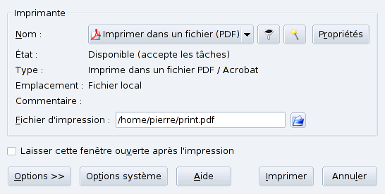 Génération d'un fichier PDF