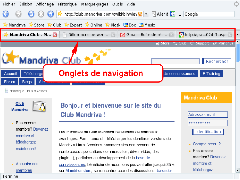 Navigation par onglets avec Firefox