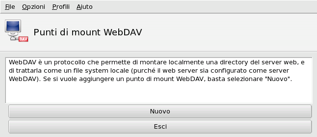 Gestione dei punti di mount WebDAV