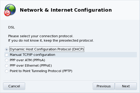 Configurazione del tipo di connessione ADSL