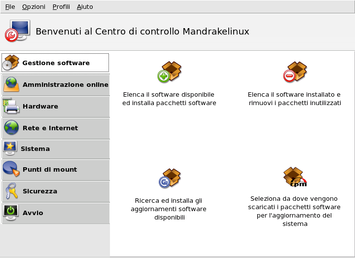 La gestione software nel Centro di controllo Mandriva Linux