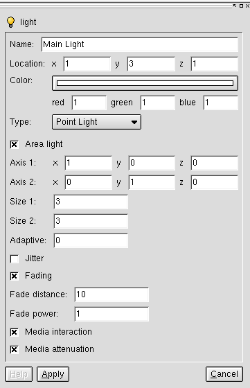 arealight dialog